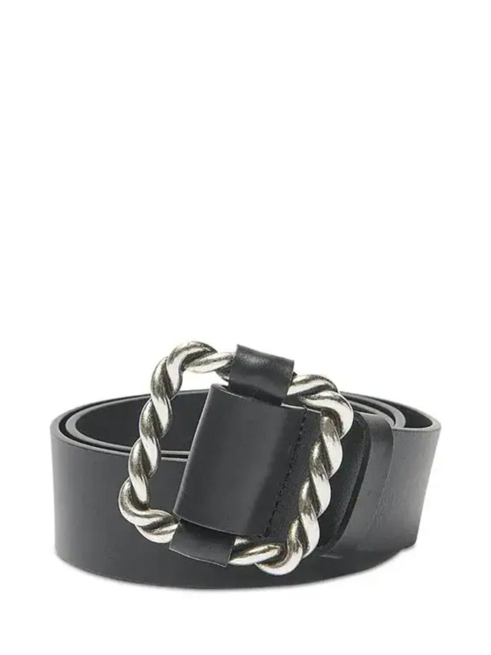 BA&SH Bimba Leather Pull Through Twisted Silver Square Buckle Belt